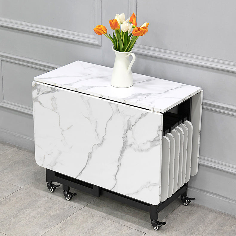 Contemporary Style Sintered Stone Dining Table with Removable Leaf and Trestle Base Clearhalo 'Dining Room Sets' 'Dining Tables & Seating' 'dining_room_set' 'furn' 'furn_dining_room_set' 'Furniture' 'furniture_dining_room_set' 'Kitchen & Dining Furniture' 'kitchen&dining_furn' 'kitchen' 3485493