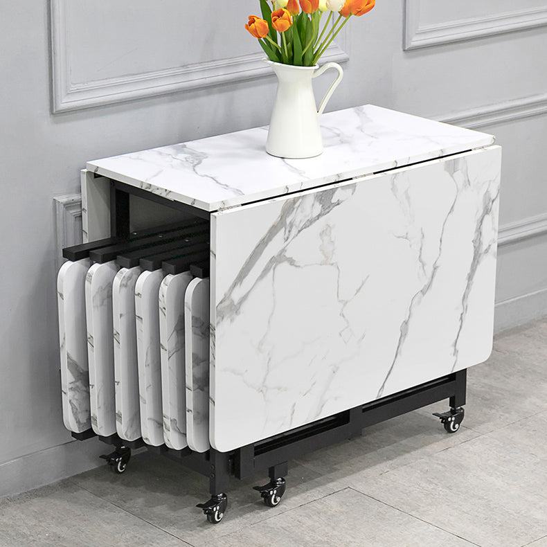 Contemporary Style Sintered Stone Dining Table with Removable Leaf and Trestle Base Clearhalo 'Dining Room Sets' 'Dining Tables & Seating' 'dining_room_set' 'furn' 'furn_dining_room_set' 'Furniture' 'furniture_dining_room_set' 'Kitchen & Dining Furniture' 'kitchen&dining_furn' 'kitchen' 3485494