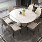 Contemporary Style Sintered Stone Dining Table with Built-in Storage Layer and Pedestal Base Clearhalo 'Dining Room Sets' 'Dining Tables & Seating' 'dining_room_set' 'furn' 'furn_dining_room_set' 'Furniture' 'furniture_dining_room_set' 'Kitchen & Dining Furniture' 'kitchen&dining_furn' 'kitchen' 3485495