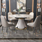 Contemporary Style Sintered Stone Dining Table with Built-in Storage Layer and Pedestal Base Clearhalo 'Dining Room Sets' 'Dining Tables & Seating' 'dining_room_set' 'furn' 'furn_dining_room_set' 'Furniture' 'furniture_dining_room_set' 'Kitchen & Dining Furniture' 'kitchen&dining_furn' 'kitchen' 3485498