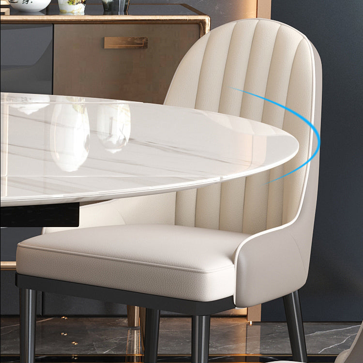 Contemporary Style Sintered Stone Dining Table with Built-in Storage Layer and Pedestal Base Clearhalo 'Dining Room Sets' 'Dining Tables & Seating' 'dining_room_set' 'furn' 'furn_dining_room_set' 'Furniture' 'furniture_dining_room_set' 'Kitchen & Dining Furniture' 'kitchen&dining_furn' 'kitchen' 3485503