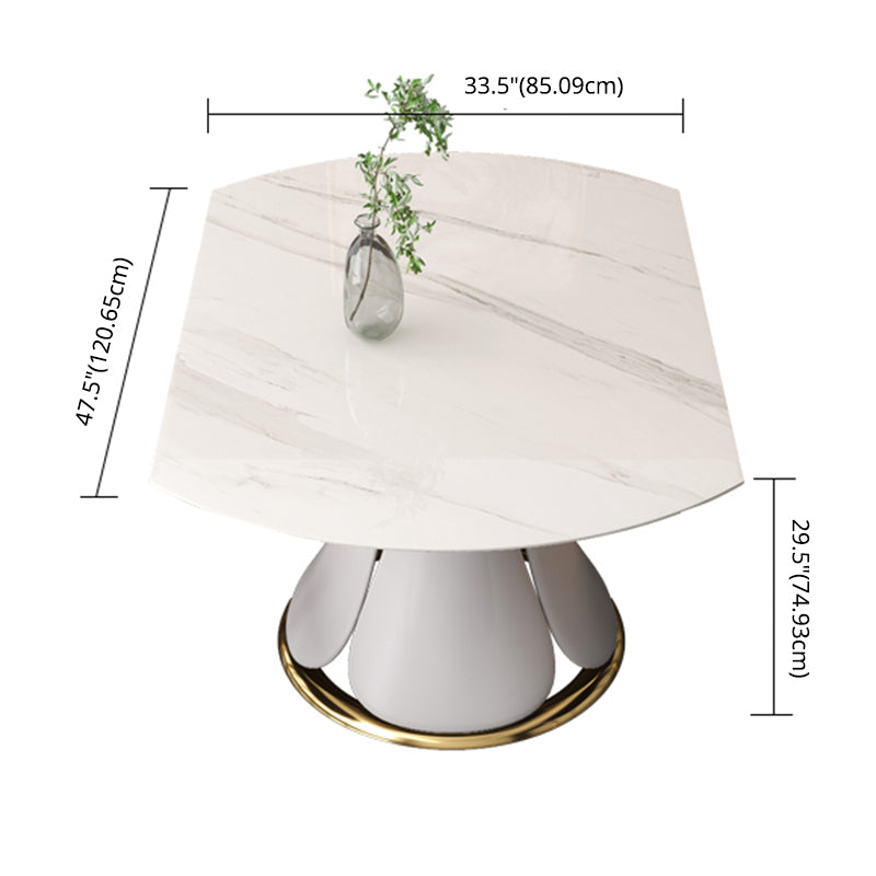 Contemporary Style Sintered Stone Dining Table with Built-in Storage Layer and Pedestal Base Clearhalo 'Dining Room Sets' 'Dining Tables & Seating' 'dining_room_set' 'furn' 'furn_dining_room_set' 'Furniture' 'furniture_dining_room_set' 'Kitchen & Dining Furniture' 'kitchen&dining_furn' 'kitchen' 3485504