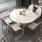 Contemporary Style Sintered Stone Dining Table with Built-in Storage Layer and Pedestal Base Clearhalo 'Dining Room Sets' 'Dining Tables & Seating' 'dining_room_set' 'furn' 'furn_dining_room_set' 'Furniture' 'furniture_dining_room_set' 'Kitchen & Dining Furniture' 'kitchen&dining_furn' 'kitchen' 3485507