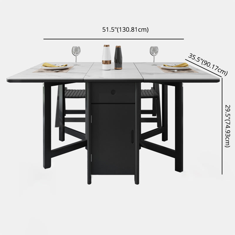 Contemporary Style Sintered Stone Dining Table with White Removable Leaf and Trestle Base Clearhalo 'Dining Room Sets' 'Dining Tables & Seating' 'dining_room_set' 'furn' 'furn_dining_room_set' 'Furniture' 'furniture_dining_room_set' 'Kitchen & Dining Furniture' 'kitchen&dining_furn' 'kitchen' 3485522