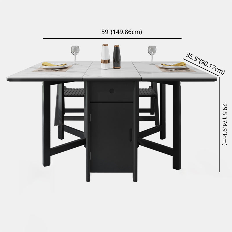 Contemporary Style Sintered Stone Dining Table with White Removable Leaf and Trestle Base Clearhalo 'Dining Room Sets' 'Dining Tables & Seating' 'dining_room_set' 'furn' 'furn_dining_room_set' 'Furniture' 'furniture_dining_room_set' 'Kitchen & Dining Furniture' 'kitchen&dining_furn' 'kitchen' 3485523