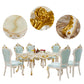 Victorian Style Marble Dining Set with Yellow Table and 4 White Legs Base for Home Use Clearhalo 'Dining Room Sets' 'Dining Tables & Seating' 'dining_room_set' 'furn' 'furn_dining_room_set' 'Furniture' 'furniture_dining_room_set' 'Kitchen & Dining Furniture' 'kitchen&dining_furn' 'kitchen' 3485535