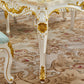 Victorian Style Marble Dining Set with Yellow Table and 4 White Legs Base for Home Use Clearhalo 'Dining Room Sets' 'Dining Tables & Seating' 'dining_room_set' 'furn' 'furn_dining_room_set' 'Furniture' 'furniture_dining_room_set' 'Kitchen & Dining Furniture' 'kitchen&dining_furn' 'kitchen' 3485536