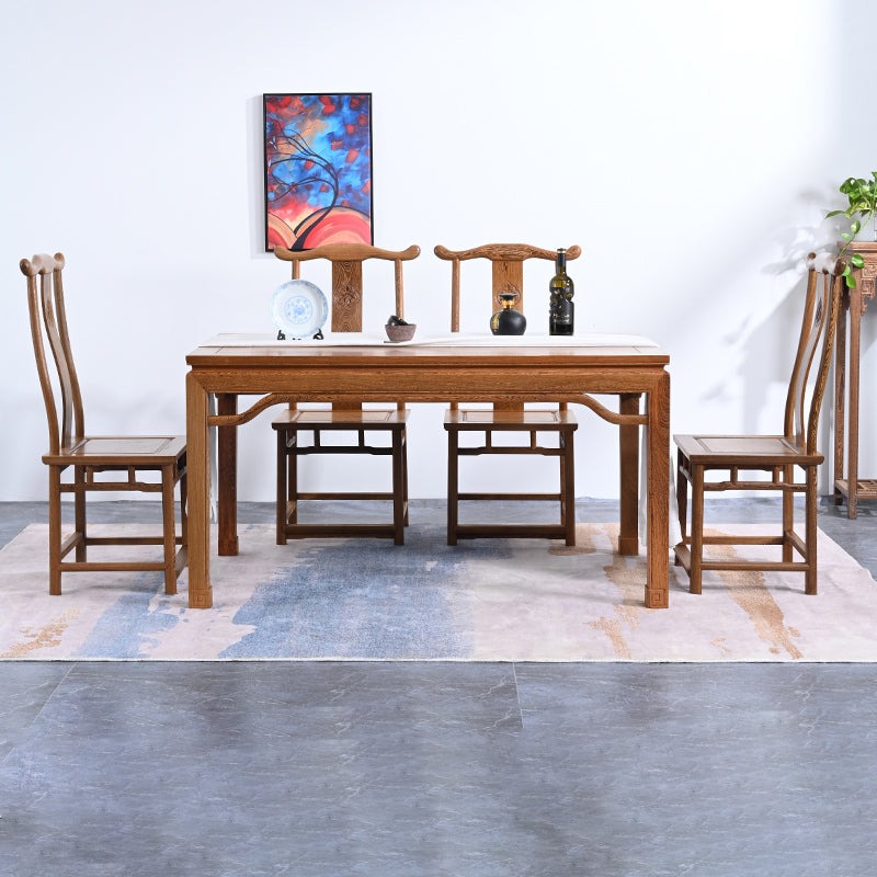 Traditional Style Solid Wood Dining Set with Walnut Fixed Table and 4 Legs Base for Home Use 5 Piece Set Clearhalo 'Dining Room Sets' 'Dining Tables & Seating' 'dining_room_set' 'furn' 'furn_dining_room_set' 'Furniture' 'furniture_dining_room_set' 'Kitchen & Dining Furniture' 'kitchen&dining_furn' 'kitchen' 3485545
