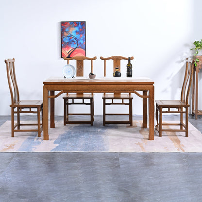 Traditional Style Solid Wood Dining Set with Walnut Fixed Table and 4 Legs Base for Home Use 5 Piece Set Clearhalo 'Dining Room Sets' 'Dining Tables & Seating' 'dining_room_set' 'furn' 'furn_dining_room_set' 'Furniture' 'furniture_dining_room_set' 'Kitchen & Dining Furniture' 'kitchen&dining_furn' 'kitchen' 3485545