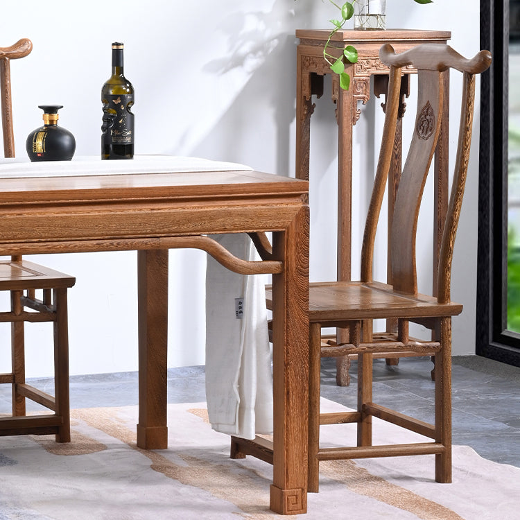 Traditional Style Solid Wood Dining Set with Walnut Fixed Table and 4 Legs Base for Home Use Clearhalo 'Dining Room Sets' 'Dining Tables & Seating' 'dining_room_set' 'furn' 'furn_dining_room_set' 'Furniture' 'furniture_dining_room_set' 'Kitchen & Dining Furniture' 'kitchen&dining_furn' 'kitchen' 3485549