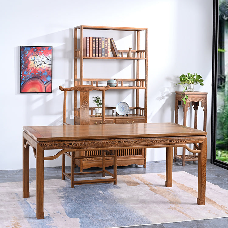 Traditional Style Solid Wood Dining Set with Walnut Fixed Table and 4 Legs Base for Home Use Clearhalo 'Dining Room Sets' 'Dining Tables & Seating' 'dining_room_set' 'furn' 'furn_dining_room_set' 'Furniture' 'furniture_dining_room_set' 'Kitchen & Dining Furniture' 'kitchen&dining_furn' 'kitchen' 3485557