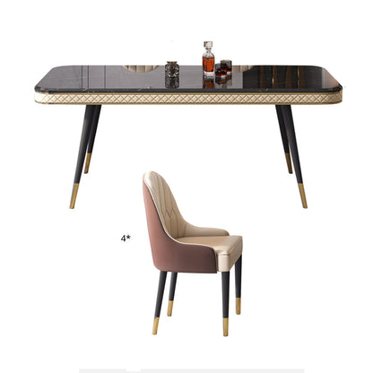 Dining Room Sets Contemporary with Sintered Stone Table and Cushion Chairs 5 Piece Set Clearhalo 'Dining Room Sets' 'Dining Tables & Seating' 'dining_room_set' 'furn' 'furn_dining_room_set' 'Furniture' 'furniture_dining_room_set' 'Kitchen & Dining Furniture' 'kitchen&dining_furn' 'kitchen' 3485560