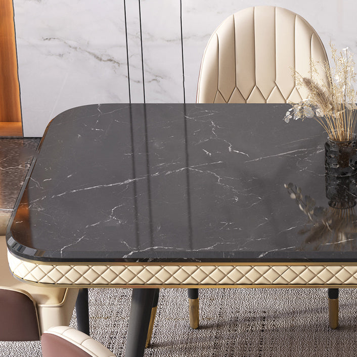 Dining Room Sets Contemporary with Sintered Stone Table and Cushion Chairs Clearhalo 'Dining Room Sets' 'Dining Tables & Seating' 'dining_room_set' 'furn' 'furn_dining_room_set' 'Furniture' 'furniture_dining_room_set' 'Kitchen & Dining Furniture' 'kitchen&dining_furn' 'kitchen' 3485566