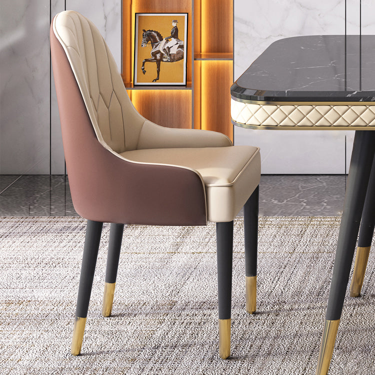 Dining Room Sets Contemporary with Sintered Stone Table and Cushion Chairs Clearhalo 'Dining Room Sets' 'Dining Tables & Seating' 'dining_room_set' 'furn' 'furn_dining_room_set' 'Furniture' 'furniture_dining_room_set' 'Kitchen & Dining Furniture' 'kitchen&dining_furn' 'kitchen' 3485567