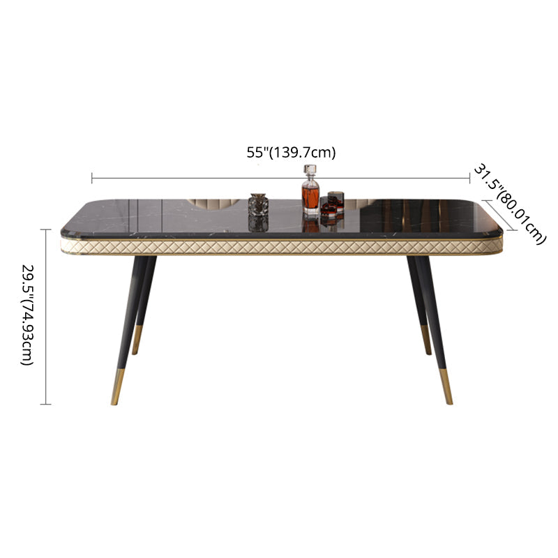 Dining Room Sets Contemporary with Sintered Stone Table and Cushion Chairs Clearhalo 'Dining Room Sets' 'Dining Tables & Seating' 'dining_room_set' 'furn' 'furn_dining_room_set' 'Furniture' 'furniture_dining_room_set' 'Kitchen & Dining Furniture' 'kitchen&dining_furn' 'kitchen' 3485571