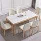Dining Room Set Minimalist with Solid Wood Table and Upholstered Chairs 7 Piece Set Clearhalo 'Dining Room Sets' 'Dining Tables & Seating' 'dining_room_set' 'furn' 'furn_dining_room_set' 'Furniture' 'furniture_dining_room_set' 'Kitchen & Dining Furniture' 'kitchen&dining_furn' 'kitchen' 3485574
