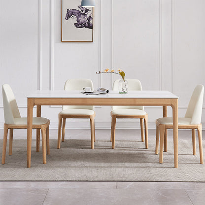 Dining Room Set Minimalist with Solid Wood Table and Upholstered Chairs 5 Piece Set Clearhalo 'Dining Room Sets' 'Dining Tables & Seating' 'dining_room_set' 'furn' 'furn_dining_room_set' 'Furniture' 'furniture_dining_room_set' 'Kitchen & Dining Furniture' 'kitchen&dining_furn' 'kitchen' 3485575