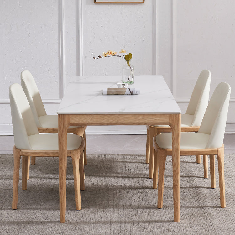 Dining Room Set Minimalist with Solid Wood Table and Upholstered Chairs Clearhalo 'Dining Room Sets' 'Dining Tables & Seating' 'dining_room_set' 'furn' 'furn_dining_room_set' 'Furniture' 'furniture_dining_room_set' 'Kitchen & Dining Furniture' 'kitchen&dining_furn' 'kitchen' 3485576