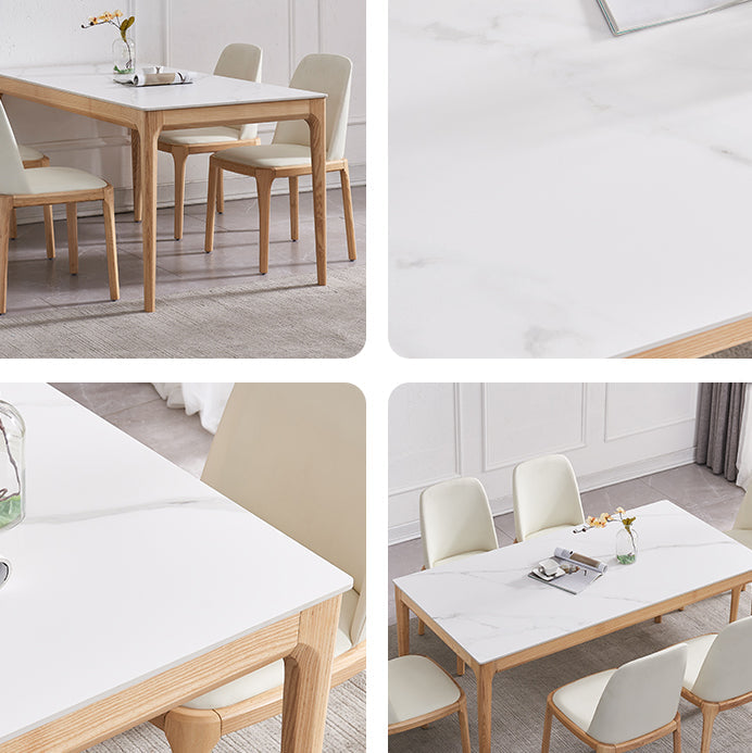 Dining Room Set Minimalist with Solid Wood Table and Upholstered Chairs Clearhalo 'Dining Room Sets' 'Dining Tables & Seating' 'dining_room_set' 'furn' 'furn_dining_room_set' 'Furniture' 'furniture_dining_room_set' 'Kitchen & Dining Furniture' 'kitchen&dining_furn' 'kitchen' 3485579