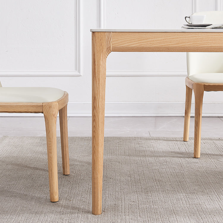 Dining Room Set Minimalist with Solid Wood Table and Upholstered Chairs Clearhalo 'Dining Room Sets' 'Dining Tables & Seating' 'dining_room_set' 'furn' 'furn_dining_room_set' 'Furniture' 'furniture_dining_room_set' 'Kitchen & Dining Furniture' 'kitchen&dining_furn' 'kitchen' 3485582