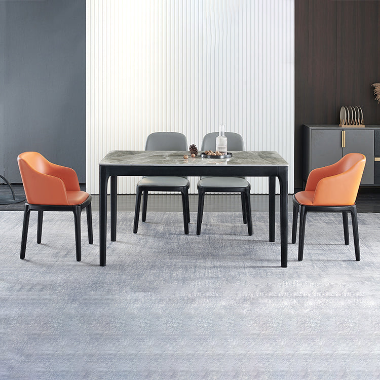 Minimalist Style Dining Table Set with Rectangle Shape Table and Padded Chairs Clearhalo 'Dining Room Sets' 'Dining Tables & Seating' 'dining_room_set' 'furn' 'furn_dining_room_set' 'Furniture' 'furniture_dining_room_set' 'Kitchen & Dining Furniture' 'kitchen&dining_furn' 'kitchen' 3485613