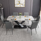 Minimalist Dining Set with Sintered Stone Dining Table and Upholstered Chairs Clearhalo 'Dining Room Sets' 'Dining Tables & Seating' 'dining_room_set' 'furn' 'furn_dining_room_set' 'Furniture' 'furniture_dining_room_set' 'Kitchen & Dining Furniture' 'kitchen&dining_furn' 'kitchen' 3485620