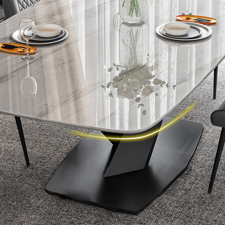 Minimalist Dining Set with Sintered Stone Dining Table and Upholstered Chairs Clearhalo 'Dining Room Sets' 'Dining Tables & Seating' 'dining_room_set' 'furn' 'furn_dining_room_set' 'Furniture' 'furniture_dining_room_set' 'Kitchen & Dining Furniture' 'kitchen&dining_furn' 'kitchen' 3485623