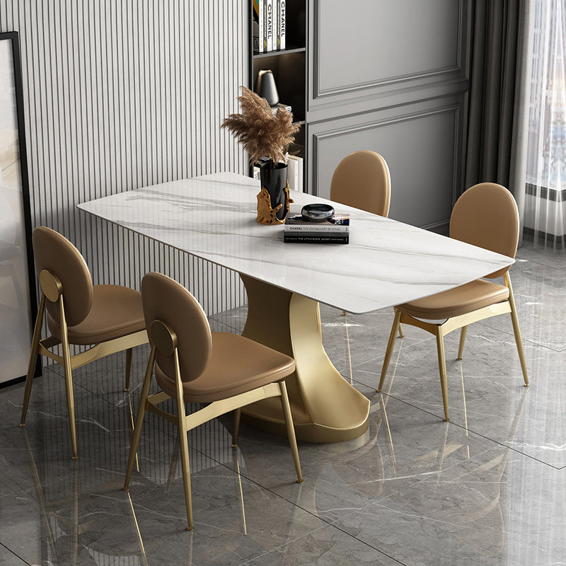 Minimalist Style Table Set with Rectangle Shape Table and Upholstered Chairs 5 Piece Set Clearhalo 'Dining Room Sets' 'Dining Tables & Seating' 'dining_room_set' 'furn' 'furn_dining_room_set' 'Furniture' 'furniture_dining_room_set' 'Kitchen & Dining Furniture' 'kitchen&dining_furn' 'kitchen' 3485631
