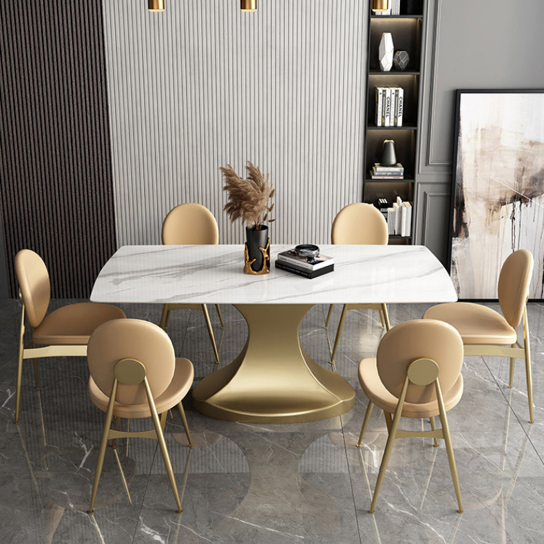 Minimalist Style Table Set with Rectangle Shape Table and Upholstered Chairs 7 Piece Set Clearhalo 'Dining Room Sets' 'Dining Tables & Seating' 'dining_room_set' 'furn' 'furn_dining_room_set' 'Furniture' 'furniture_dining_room_set' 'Kitchen & Dining Furniture' 'kitchen&dining_furn' 'kitchen' 3485633