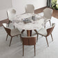 Nordic Sintered Stone Table Set of 5/7 with Rotatable Round Table Dining Set with Leather Chairs 7 Piece Set Clearhalo 'Dining Room Sets' 'Dining Tables & Seating' 'dining_room_set' 'furn' 'furn_dining_room_set' 'Furniture' 'furniture_dining_room_set' 'Kitchen & Dining Furniture' 'kitchen&dining_furn' 'kitchen' 3485646