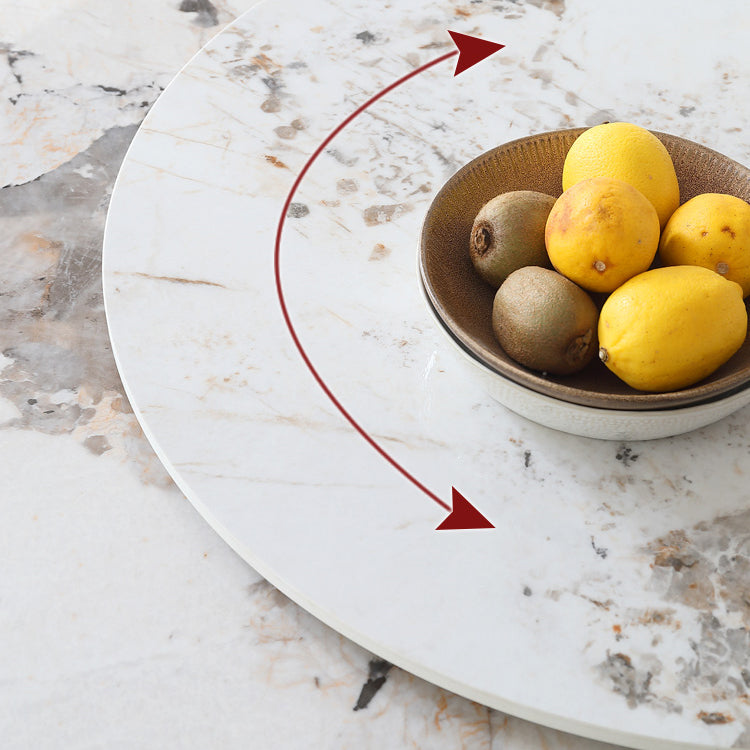 Nordic Sintered Stone Table Set of 5/7 with Rotatable Round Table Dining Set with Leather Chairs Clearhalo 'Dining Room Sets' 'Dining Tables & Seating' 'dining_room_set' 'furn' 'furn_dining_room_set' 'Furniture' 'furniture_dining_room_set' 'Kitchen & Dining Furniture' 'kitchen&dining_furn' 'kitchen' 3485650