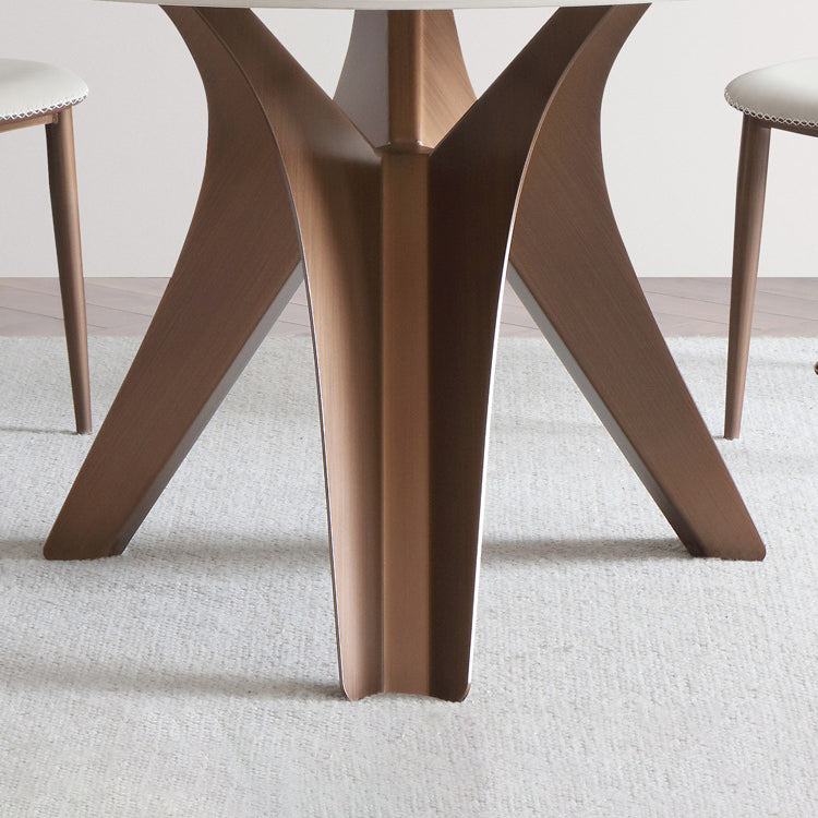 Nordic Sintered Stone Table Set of 5/7 with Rotatable Round Table Dining Set with Leather Chairs Clearhalo 'Dining Room Sets' 'Dining Tables & Seating' 'dining_room_set' 'furn' 'furn_dining_room_set' 'Furniture' 'furniture_dining_room_set' 'Kitchen & Dining Furniture' 'kitchen&dining_furn' 'kitchen' 3485651