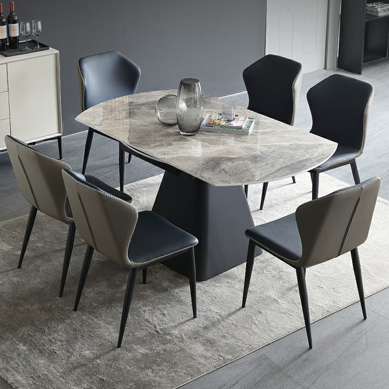 Foldable Round Sintered Stone Dining Table of 5/7 with Metal Base Nordic Dining Set for Restaurant Clearhalo 'Dining Room Sets' 'Dining Tables & Seating' 'dining_room_set' 'furn' 'furn_dining_room_set' 'Furniture' 'furniture_dining_room_set' 'Kitchen & Dining Furniture' 'kitchen&dining_furn' 'kitchen' 3485657