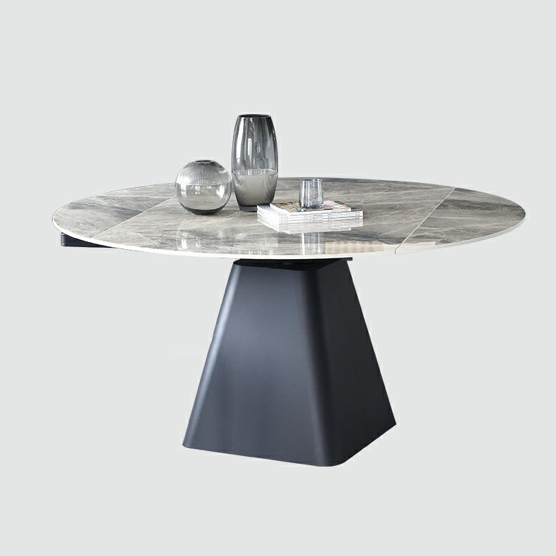 Foldable Round Sintered Stone Dining Table of 5/7 with Metal Base Nordic Dining Set for Restaurant Clearhalo 'Dining Room Sets' 'Dining Tables & Seating' 'dining_room_set' 'furn' 'furn_dining_room_set' 'Furniture' 'furniture_dining_room_set' 'Kitchen & Dining Furniture' 'kitchen&dining_furn' 'kitchen' 3485661