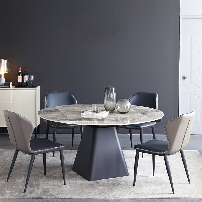 Foldable Round Sintered Stone Dining Table of 5/7 with Metal Base Nordic Dining Set for Restaurant 5 Piece Set Clearhalo 'Dining Room Sets' 'Dining Tables & Seating' 'dining_room_set' 'furn' 'furn_dining_room_set' 'Furniture' 'furniture_dining_room_set' 'Kitchen & Dining Furniture' 'kitchen&dining_furn' 'kitchen' 3485672