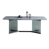 Blue Rectangle Sintered Stone Dining Table for 4/6 with Glass Base Dining Set for Restaurant Clearhalo 'Dining Room Sets' 'Dining Tables & Seating' 'dining_room_set' 'furn' 'furn_dining_room_set' 'Furniture' 'furniture_dining_room_set' 'Kitchen & Dining Furniture' 'kitchen&dining_furn' 'kitchen' 3485692