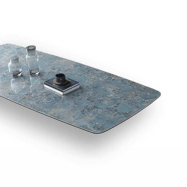 Blue Rectangle Sintered Stone Dining Table for 4/6 with Glass Base Dining Set for Restaurant Clearhalo 'Dining Room Sets' 'Dining Tables & Seating' 'dining_room_set' 'furn' 'furn_dining_room_set' 'Furniture' 'furniture_dining_room_set' 'Kitchen & Dining Furniture' 'kitchen&dining_furn' 'kitchen' 3485693