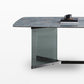 Blue Rectangle Sintered Stone Dining Table for 4/6 with Glass Base Dining Set for Restaurant Clearhalo 'Dining Room Sets' 'Dining Tables & Seating' 'dining_room_set' 'furn' 'furn_dining_room_set' 'Furniture' 'furniture_dining_room_set' 'Kitchen & Dining Furniture' 'kitchen&dining_furn' 'kitchen' 3485694