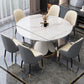 Nordic Round Sintered Stone Dining Table of 5/7 with Metal Base Foldable Dining Set for Restaurant Clearhalo 'Dining Room Sets' 'Dining Tables & Seating' 'dining_room_set' 'furn' 'furn_dining_room_set' 'Furniture' 'furniture_dining_room_set' 'Kitchen & Dining Furniture' 'kitchen&dining_furn' 'kitchen' 3485700