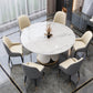 Nordic Round Sintered Stone Dining Table of 5/7 with Metal Base Foldable Dining Set for Restaurant 7 Piece Set Clearhalo 'Dining Room Sets' 'Dining Tables & Seating' 'dining_room_set' 'furn' 'furn_dining_room_set' 'Furniture' 'furniture_dining_room_set' 'Kitchen & Dining Furniture' 'kitchen&dining_furn' 'kitchen' 3485701