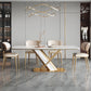 Dining Room Set Modern Sintered Stone Table with Gold Metal Base Rectangle Dining Set for Restaurant Clearhalo 'Dining Room Sets' 'Dining Tables & Seating' 'dining_room_set' 'furn' 'furn_dining_room_set' 'Furniture' 'furniture_dining_room_set' 'Kitchen & Dining Furniture' 'kitchen&dining_furn' 'kitchen' 3485732