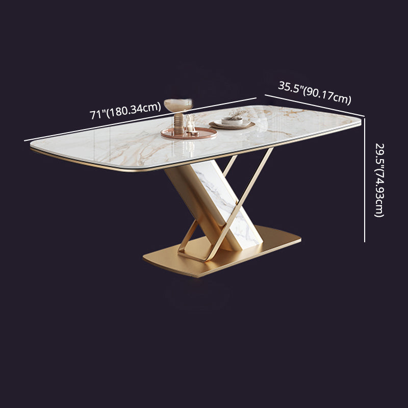 Dining Room Set Modern Sintered Stone Table with Gold Metal Base Rectangle Dining Set for Restaurant Clearhalo 'Dining Room Sets' 'Dining Tables & Seating' 'dining_room_set' 'furn' 'furn_dining_room_set' 'Furniture' 'furniture_dining_room_set' 'Kitchen & Dining Furniture' 'kitchen&dining_furn' 'kitchen' 3485743