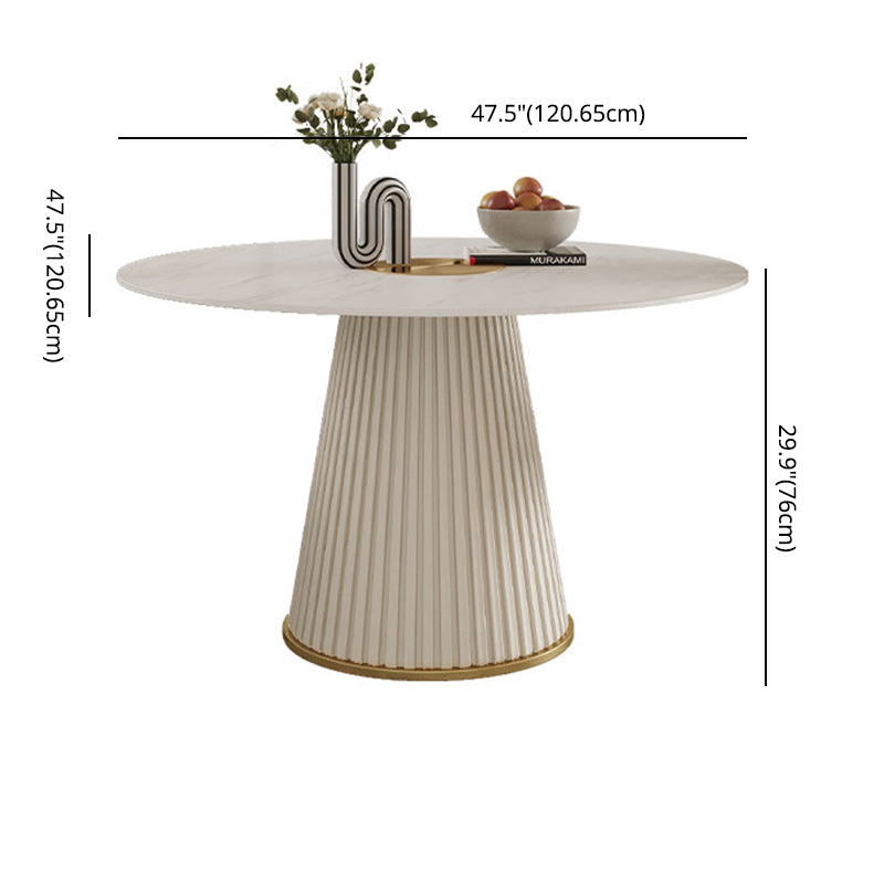 Nordic Round Sintered Stone Dining Table for 4/6 with Pedestal Base Dining Setfor Restaurant Clearhalo 'Dining Room Sets' 'Dining Tables & Seating' 'dining_room_set' 'furn' 'furn_dining_room_set' 'Furniture' 'furniture_dining_room_set' 'Kitchen & Dining Furniture' 'kitchen&dining_furn' 'kitchen' 3485753