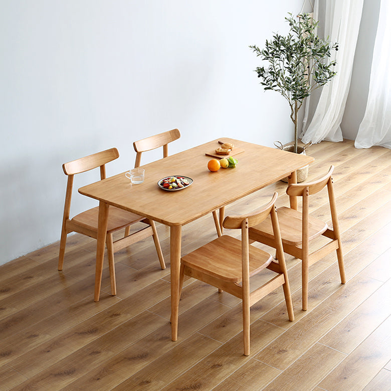 Minimalist Standard Khaki Dining Set Rectangle Shape Solid Wood Dining Set with 4 Legs Base Natural 5 Piece Set Clearhalo 'Dining Room Sets' 'Dining Tables & Seating' 'dining_room_set' 'furn' 'furn_dining_room_set' 'Furniture' 'furniture_dining_room_set' 'Kitchen & Dining Furniture' 'kitchen&dining_furn' 'kitchen' 3485759