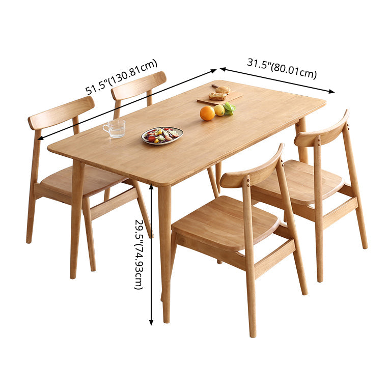 Minimalist Standard Khaki Dining Set Rectangle Shape Solid Wood Dining Set with 4 Legs Base Clearhalo 'Dining Room Sets' 'Dining Tables & Seating' 'dining_room_set' 'furn' 'furn_dining_room_set' 'Furniture' 'furniture_dining_room_set' 'Kitchen & Dining Furniture' 'kitchen&dining_furn' 'kitchen' 3485770