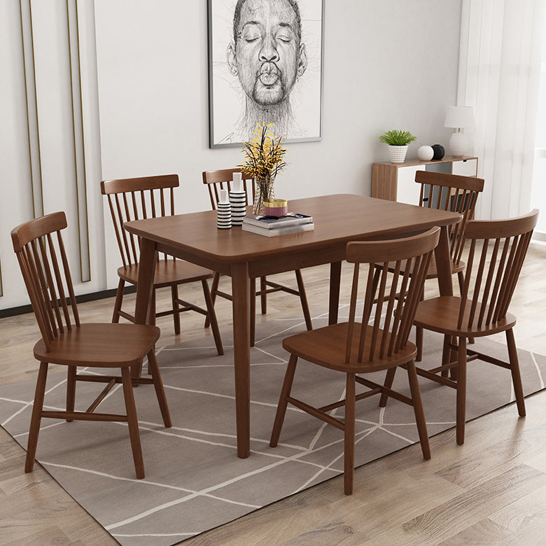 Modern Khaki Rectangle Shape Dining Set Solid Wood Standard Dining Set for Kitchen Walnut 7 Piece Set Clearhalo 'Dining Room Sets' 'Dining Tables & Seating' 'dining_room_set' 'furn' 'furn_dining_room_set' 'Furniture' 'furniture_dining_room_set' 'Kitchen & Dining Furniture' 'kitchen&dining_furn' 'kitchen' 3485778