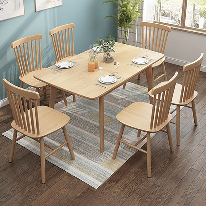 Modern Khaki Rectangle Shape Dining Set Solid Wood Standard Dining Set for Kitchen Clearhalo 'Dining Room Sets' 'Dining Tables & Seating' 'dining_room_set' 'furn' 'furn_dining_room_set' 'Furniture' 'furniture_dining_room_set' 'Kitchen & Dining Furniture' 'kitchen&dining_furn' 'kitchen' 3485779