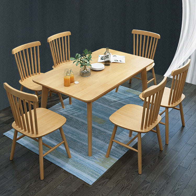 Modern Khaki Rectangle Shape Dining Set Solid Wood Standard Dining Set for Kitchen Clearhalo 'Dining Room Sets' 'Dining Tables & Seating' 'dining_room_set' 'furn' 'furn_dining_room_set' 'Furniture' 'furniture_dining_room_set' 'Kitchen & Dining Furniture' 'kitchen&dining_furn' 'kitchen' 3485790