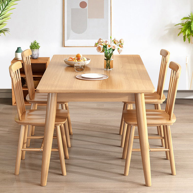Minimalist Khaki Standard Dining Set Solid Wood Rectangle Shape Dining Set with 4 Legs Table Clearhalo 'Dining Room Sets' 'Dining Tables & Seating' 'dining_room_set' 'furn' 'furn_dining_room_set' 'Furniture' 'furniture_dining_room_set' 'Kitchen & Dining Furniture' 'kitchen&dining_furn' 'kitchen' 3485823
