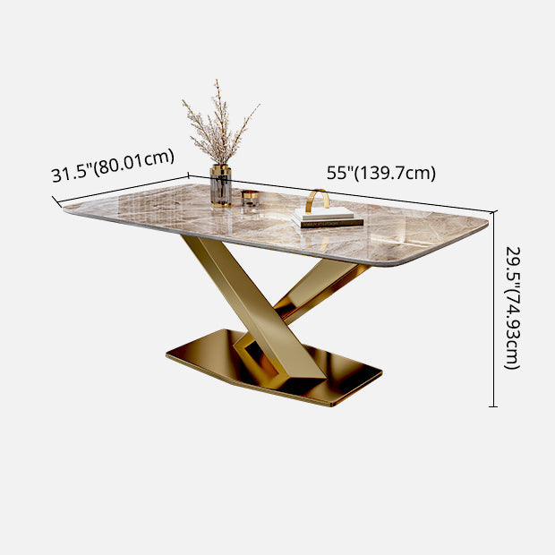 Modern Gray Kitchen Dining Set Sintered Stone Rectangle Shape Dining Set with Pedestal Clearhalo 'Dining Room Sets' 'Dining Tables & Seating' 'dining_room_set' 'furn' 'furn_dining_room_set' 'Furniture' 'furniture_dining_room_set' 'Kitchen & Dining Furniture' 'kitchen&dining_furn' 'kitchen' 3485860